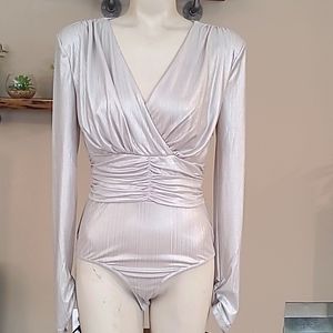 NWT Silver Long Sleeve Bodysuit